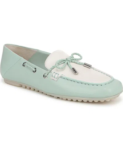 Franco Sarto Women's Zepher Square Toe Apron Toe Boat Shoes In Seaside Blue,white Leather