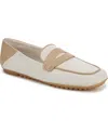 Franco Sarto Zury Penny Loafer In Beige Faux Leather,canvas