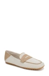 Franco Sarto Zury Penny Loafer In Beige Faux Leather,canvas