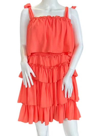 Franco Women's Chiffon Ruffle Dress In Coral In Pink
