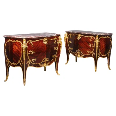 Pre-owned François Linke A Rare Pair Of Belle Epoque Commodes By , Paris In Brown