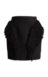 Francoise Bia Fringed Tweed Skirt In Black