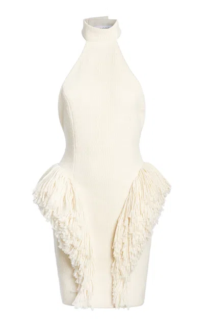 Francoise Bia Halter Tweed Cotton Dress In Ivory