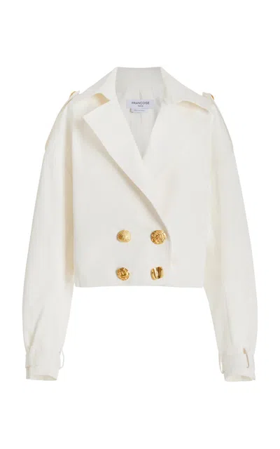 Francoise Bijou Cotton Cropped Trench Coat In White