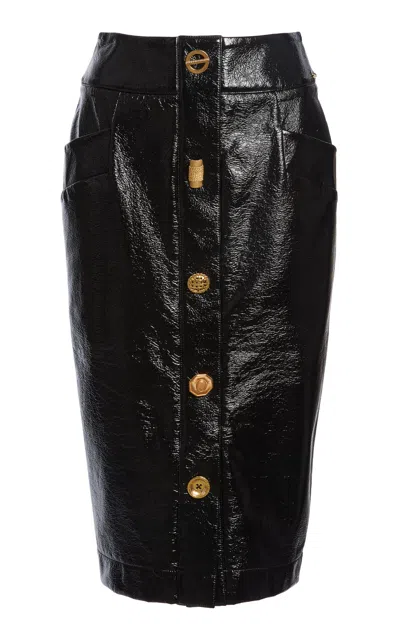 Francoise Bijou Vinyl Cotton Skirt In Black