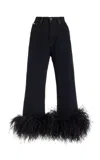Francoise Billie Feather-detailed Jeans In Black