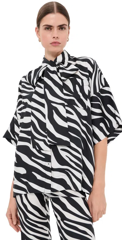 Francoise Blake Silk Shirt Black And White