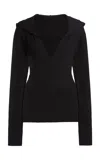 Francoise Cara Hooded Soft Wool Top In Black