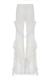 Francoise Carine Tiered Ruffled Lace Flared Pants In White
