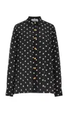 Francoise Constance Polka-dot Silk Shirt In Black,white