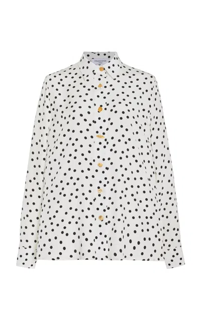 Francoise Constance Polka-dot Silk Shirt In Black,white