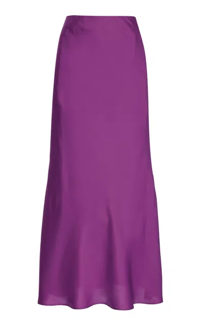 Francoise Constance Silk Maxi Slip Skirt In Purple