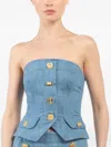 Francoise Bijou Buttoned Denim Strapless Vest
