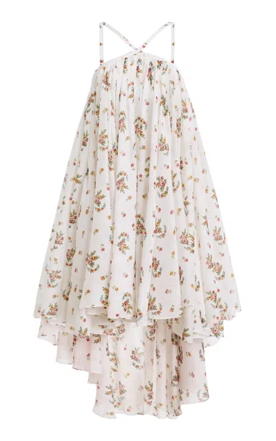 Francoise Françoise Diana Cotton-blend High-low Dress In Floral