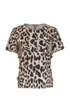 Francoise Emanuelle Buttoned Leopard-print Top In Animal