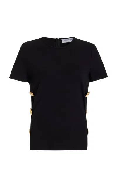 Francoise Emanuelle Buttoned Top In Black