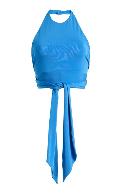 Francoise Françoise Exclusive La Isla Isabella Jersey Cropped Halter Top In Blue