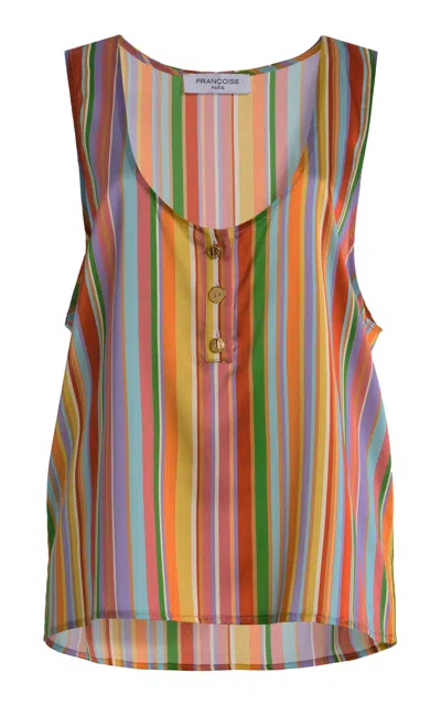 Francoise Françoise Exclusive La Isla Poppy Silk Satin Tank Top In Multi