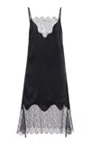 Francoise Exclusive Stevie Lace-trimmed Silk Crepe Midi Slip Dress In Black