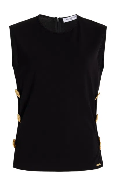 Francoise Exclusive Victoire Button-detailed Deadstock Jersey Tank Top In Black
