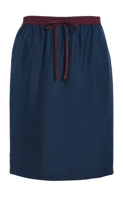 Francoise Françoise Fanny Silk Midi Skirt In Navy