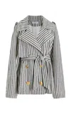 Francoise Gabi Stripped Silk Trench Coat In Stripe
