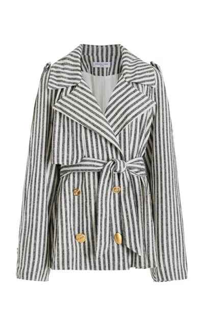 Francoise Gabi Stripped Silk Trench Coat In Stripe