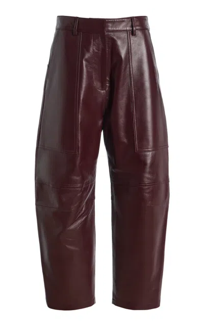 Francoise Françoise Gaia Leather Barrel-leg Pants In Burgundy