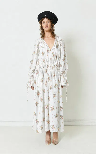 Francoise Françoise Jade Cotton-silk Maxi Dress In Floral