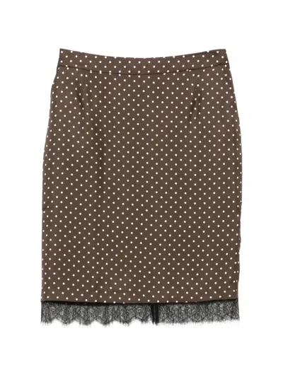 Francoise Laya Midirock Mit Polka Dots Und Spitzenbesatz In Brown