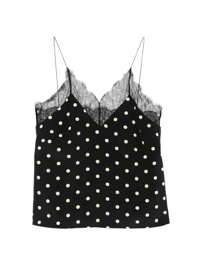 Francoise Layla Lace Polka-dot Top In Black