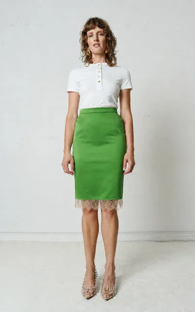 Francoise Françoise Layla Silk Knee-length Skirt In Green