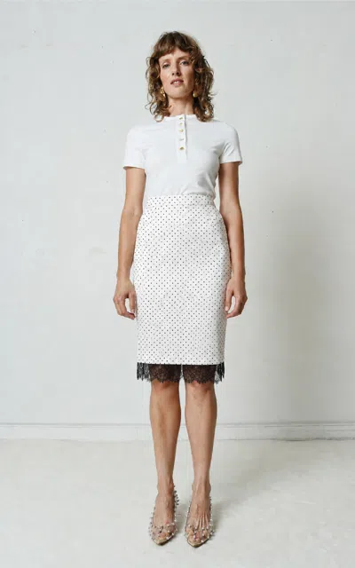 Francoise Françoise Layla Silk Midi Skirt In Black,white