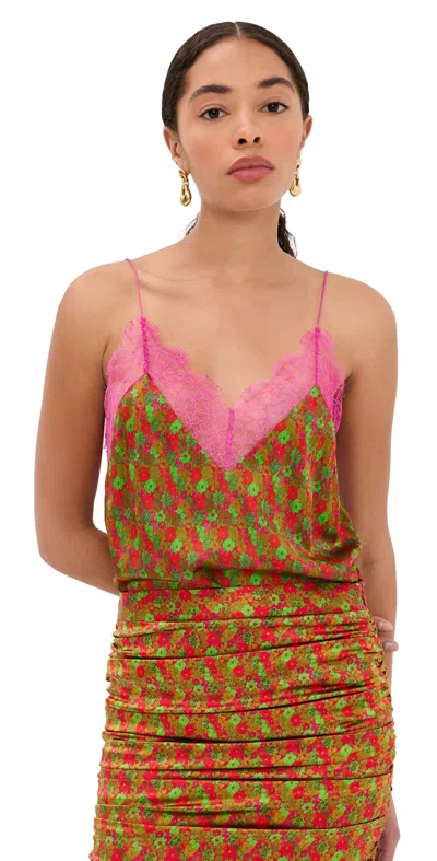 Francoise Layla Silk Top Floral Red In Multi