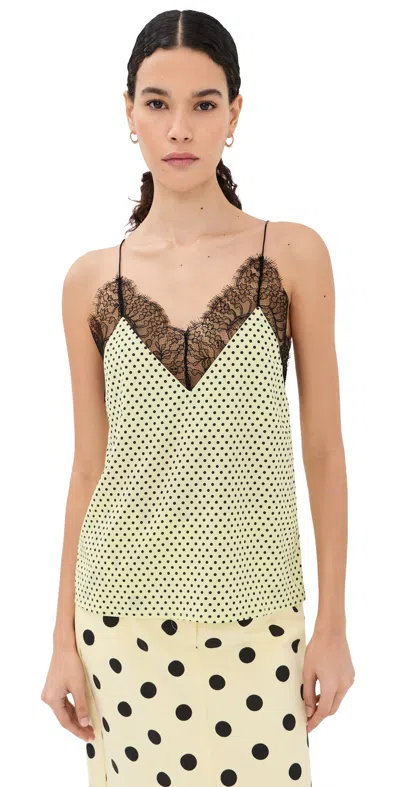 Francoise Layla Silk Top Lemon Polka Dot In Neutral