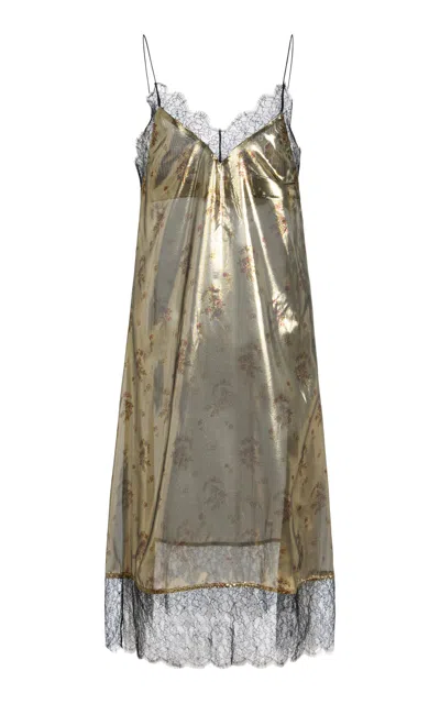 Francoise Françoise Layla Silk-lurex Midi Slip Dress In Gold