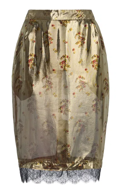 Francoise Françoise Layla Silk-lurex Skirt In Gold