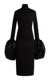 Francoise Lexi Bouffante Sleeve Cotton Dress In Black
