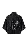 Francoise Lila Sequined Cropped Top In Black