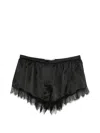Francoise Lisette Lace-trimmed Silk-satin Shorts In Black