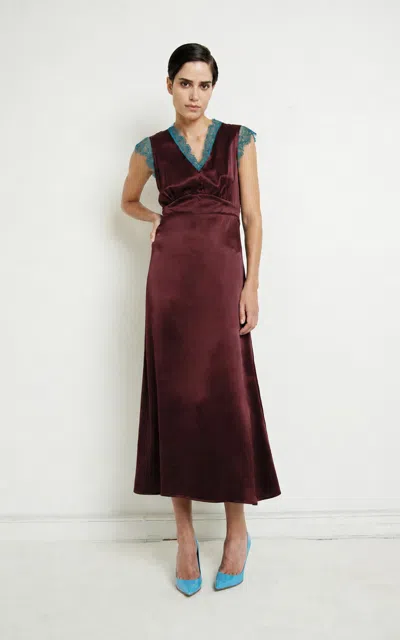 Francoise Françoise Lisette Silk Midi Dress In Burgundy