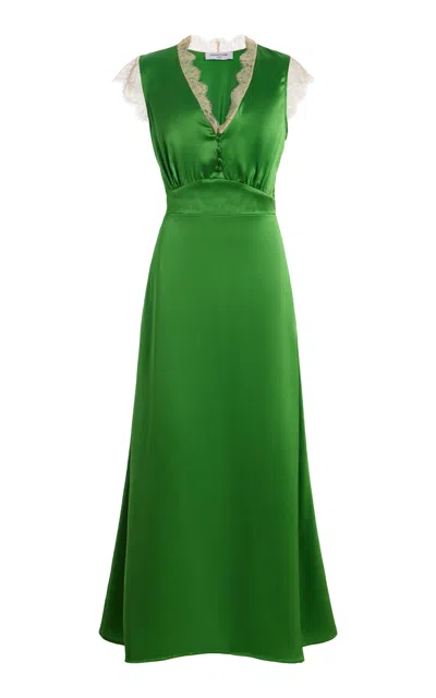 Francoise Françoise Lisette Silk Midi Dress In Green