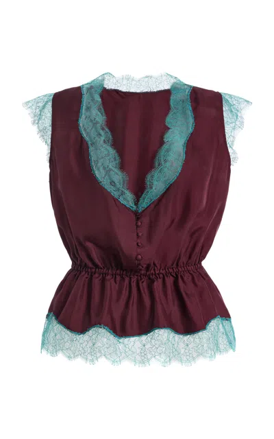 Francoise Françoise Lisette Silk Top In Burgundy