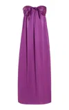 Francoise Lucie Front-tie Strapless Silk Dress In Purple