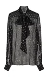 Francoise Lucie Tie-neck Fil-coupe Top In Black