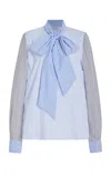 Francoise Lucie Tie-neck Striped Cotton Shirt