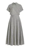 Francoise Maia Striped Silk Midi Shirt Dress