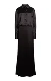 Francoise Malgosia Silk Slit Dress In Black