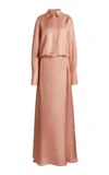 Francoise Malgosia Twill Slit Dress In Light Pink