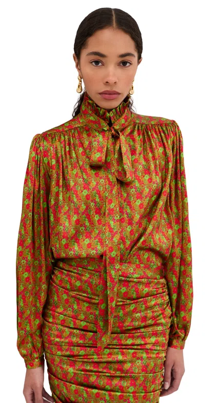 Francoise Maria Silk Blouse Floral Red In Multi